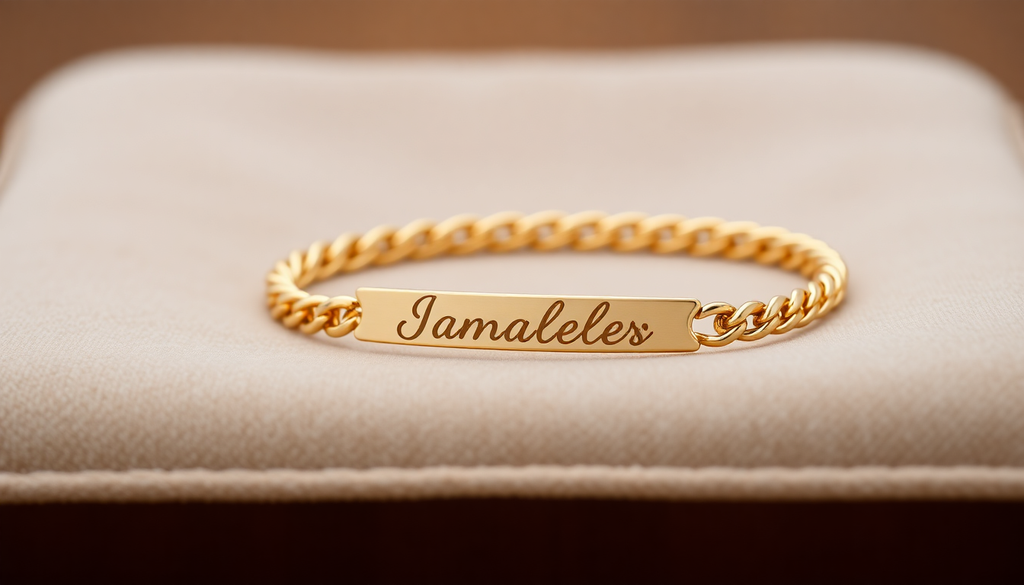 Gold bracelet with personalized engraving highlighting why quality materials matter in jewelry