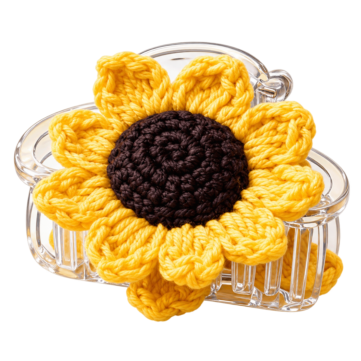 GOSARTE handmade crochet sunflower hair clutcher – product view 1