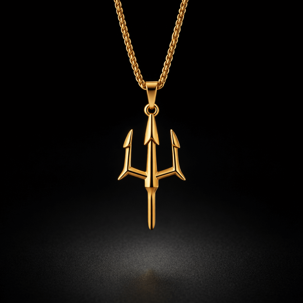GOSARTE 22K gold plated Trident locket pendant – product view 5