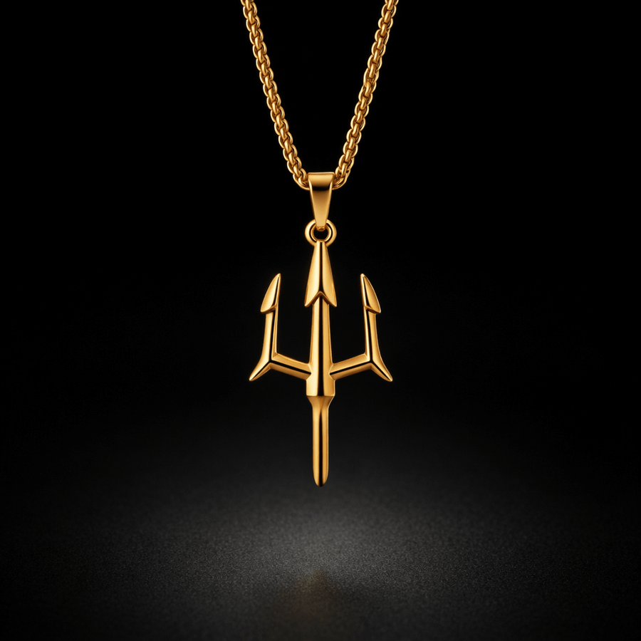 GOSARTE 22K gold plated Trident locket pendant – product view 5