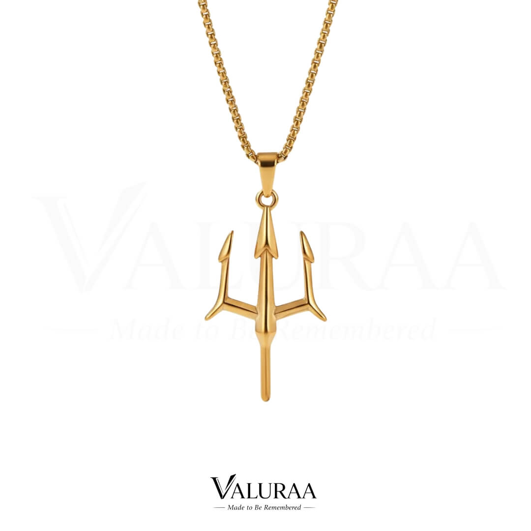 GOSARTE 22K gold plated Trident locket pendant – product view 6