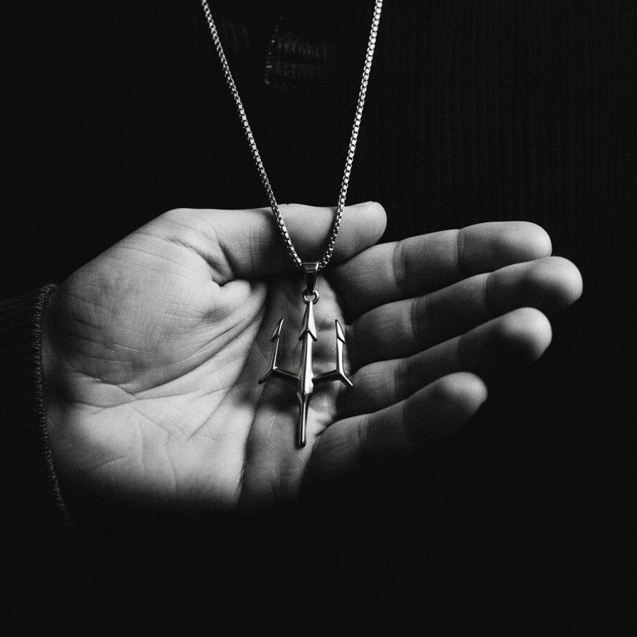 GOSARTE 22K gold plated Trident locket pendant – product view 4