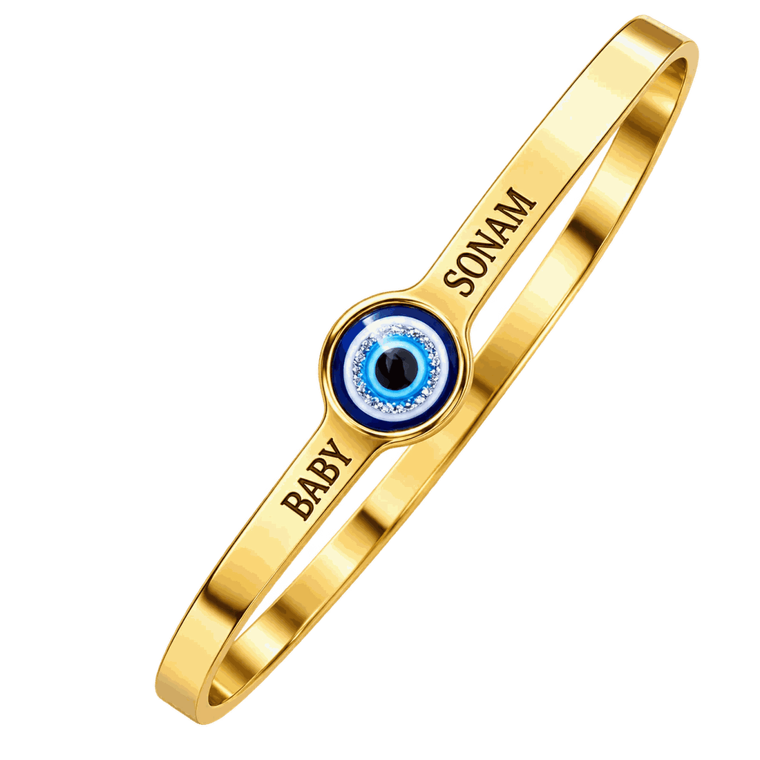 Personalised Evil Eye Bracelet for Women – 22K Gold Plated