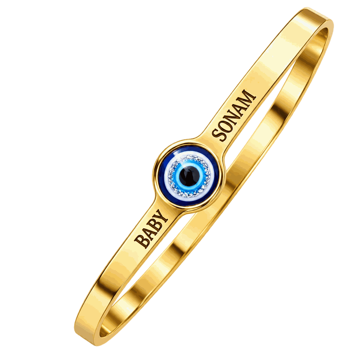 Personalised Evil Eye Bracelet for Women – 22K Gold Plated