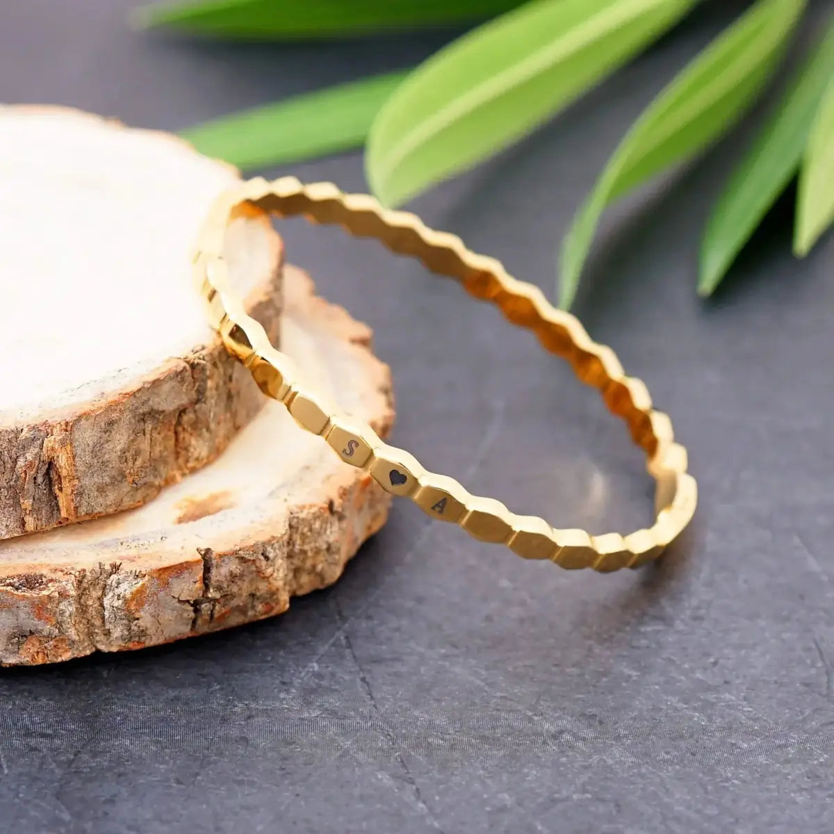 Personalised Honeycomb Bracelet – Gold Plated by GOSARTE – product view 5