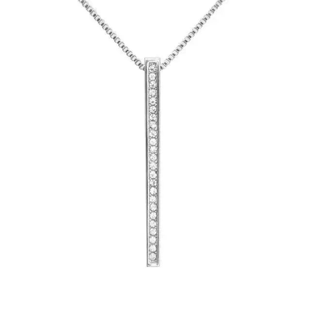 GOSARTE personalised bar pendant necklace in silver colour – view 2