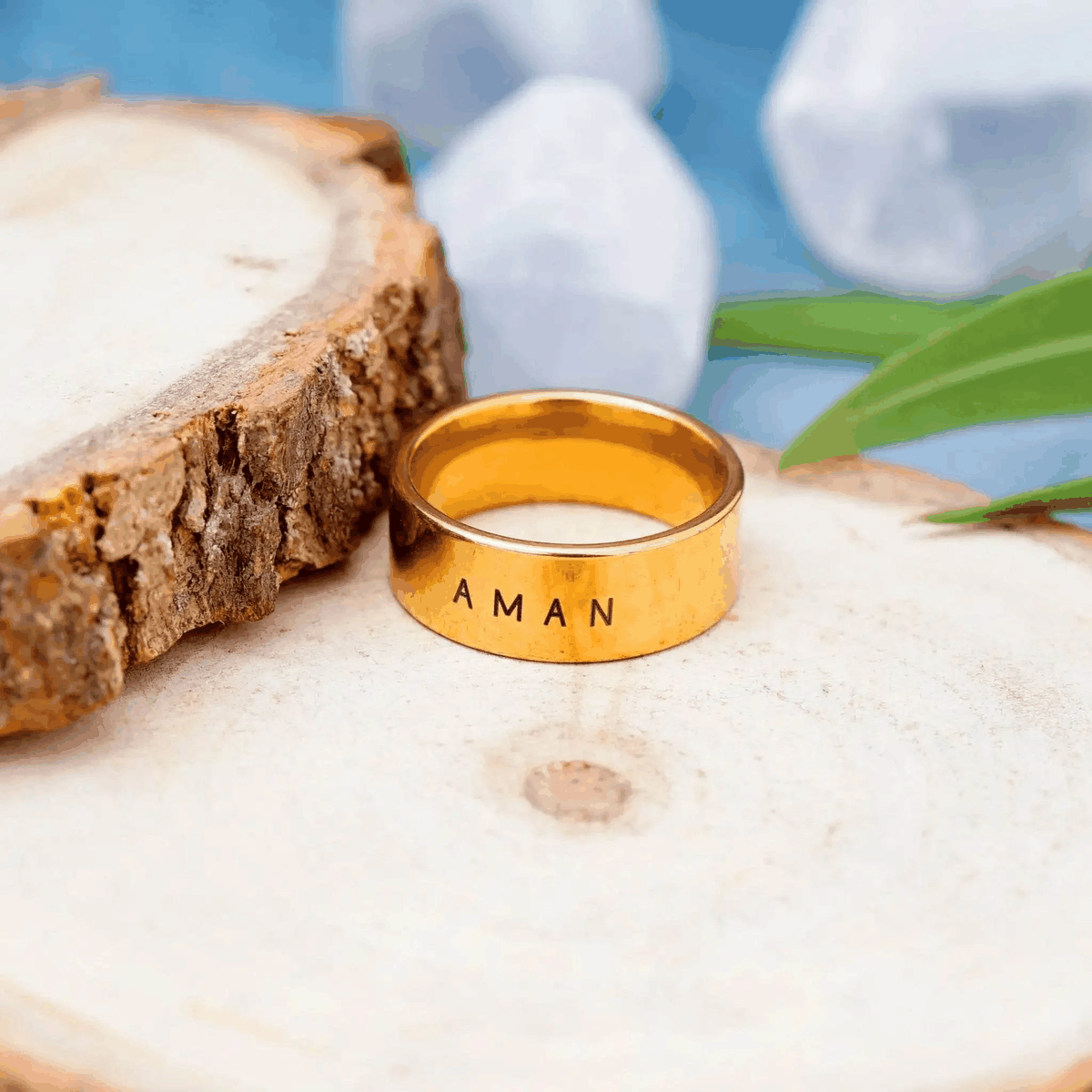 Personalised Brute Ring for Men – Gold Plated by GOSARTE – product view 1