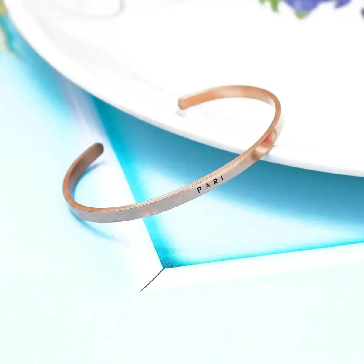 Personalised Classic Rose Gold Plated Bracelet for Women by GOSARTE – product view 6