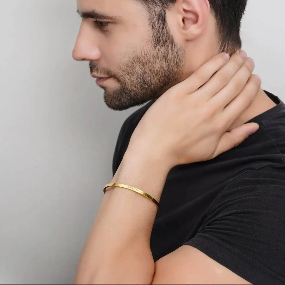 Personalised Classic Gold Plated Bracelet for Men by GOSARTE – product view 6