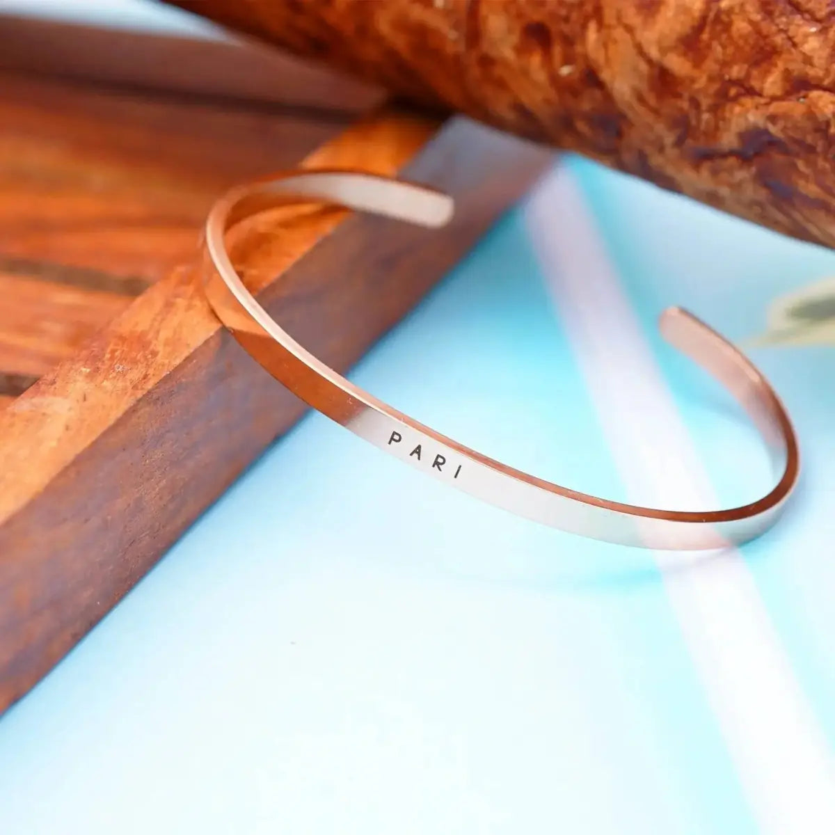 Personalised Classic Rose Gold Plated Bracelet for Women by GOSARTE – product view 4