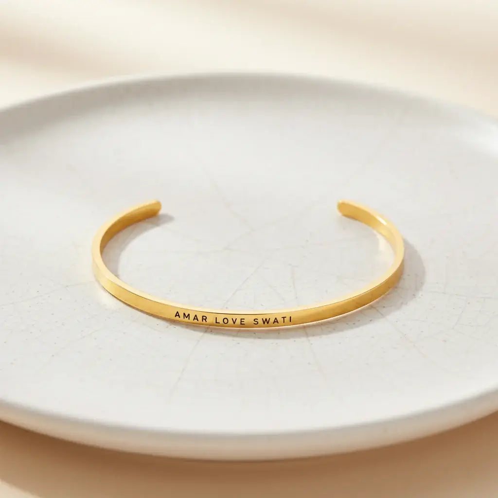 Personalised Classic Gold Plated Bracelet for Men by GOSARTE – product view 3