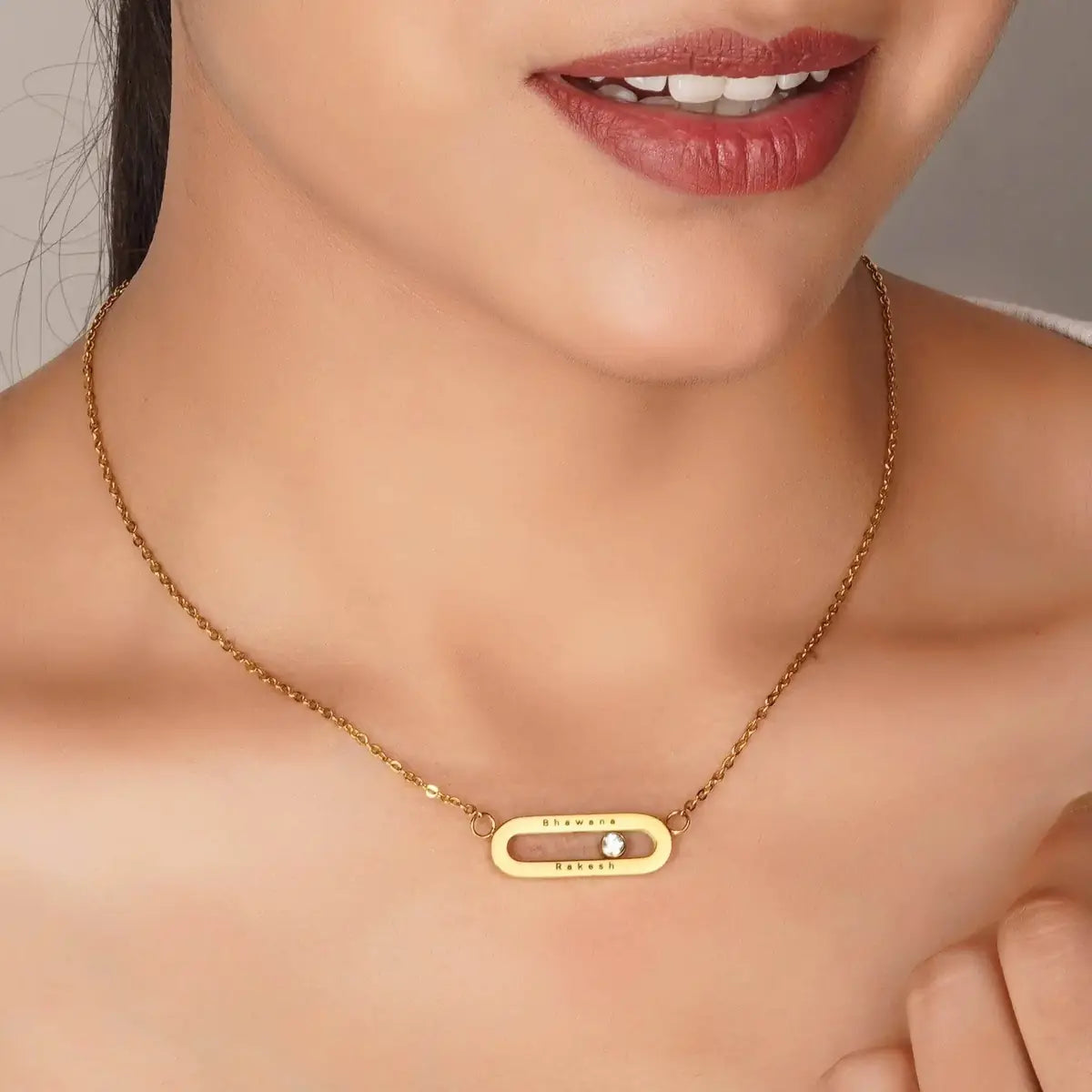 Personalised Eternal Gold Plated Necklace for Women by GOSARTE – product view 3