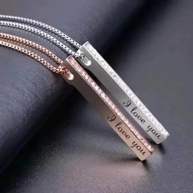 Personalised Bar Pendant Necklace – Rose Gold Plated by GOSARTE – product view 4