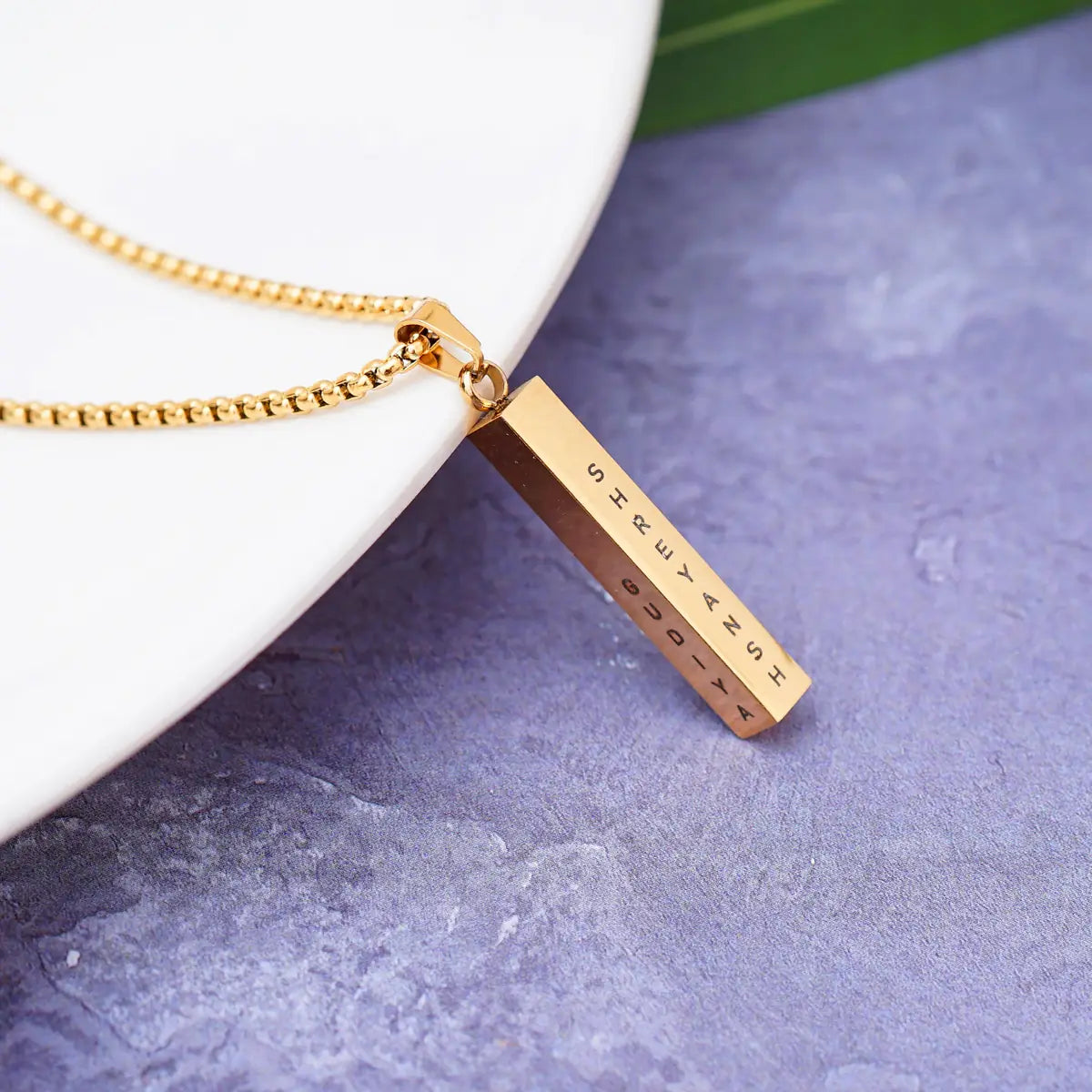 Personalised Cuboid Locket for Men – Gold Plated by GOSARTE – product view 6