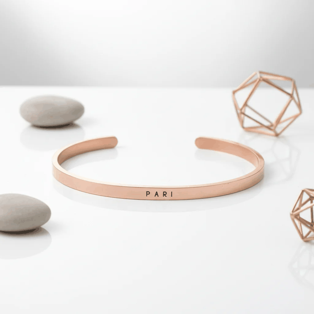 Personalised Classic Rose Gold Plated Bracelet for Women by GOSARTE – product view 1