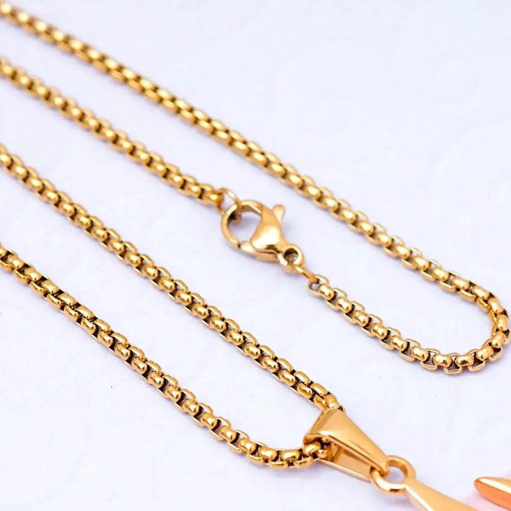 Trident Locket with Square Rolo Chain – 22K Gold Plated