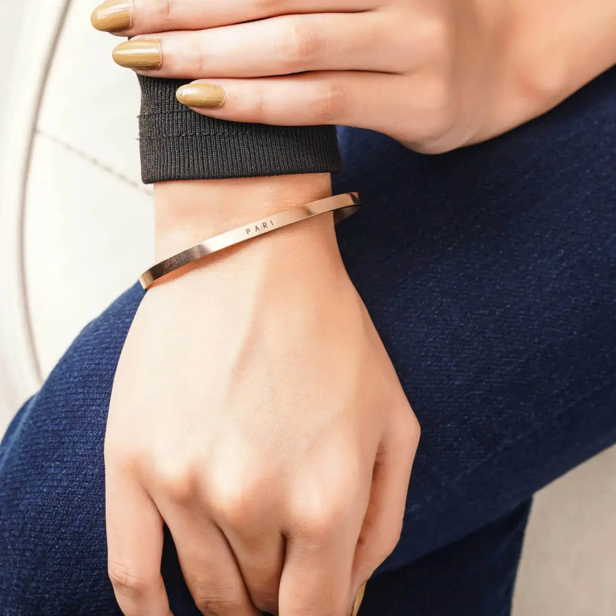 Personalised Classic Rose Gold Plated Bracelet for Women by GOSARTE – product view 7