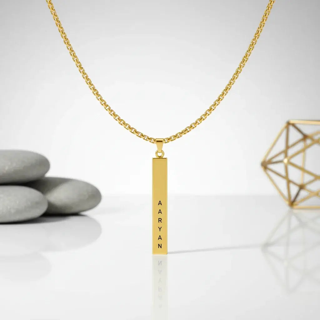 Personalised Cuboid Locket for Men – Gold Plated by GOSARTE – product view 4
