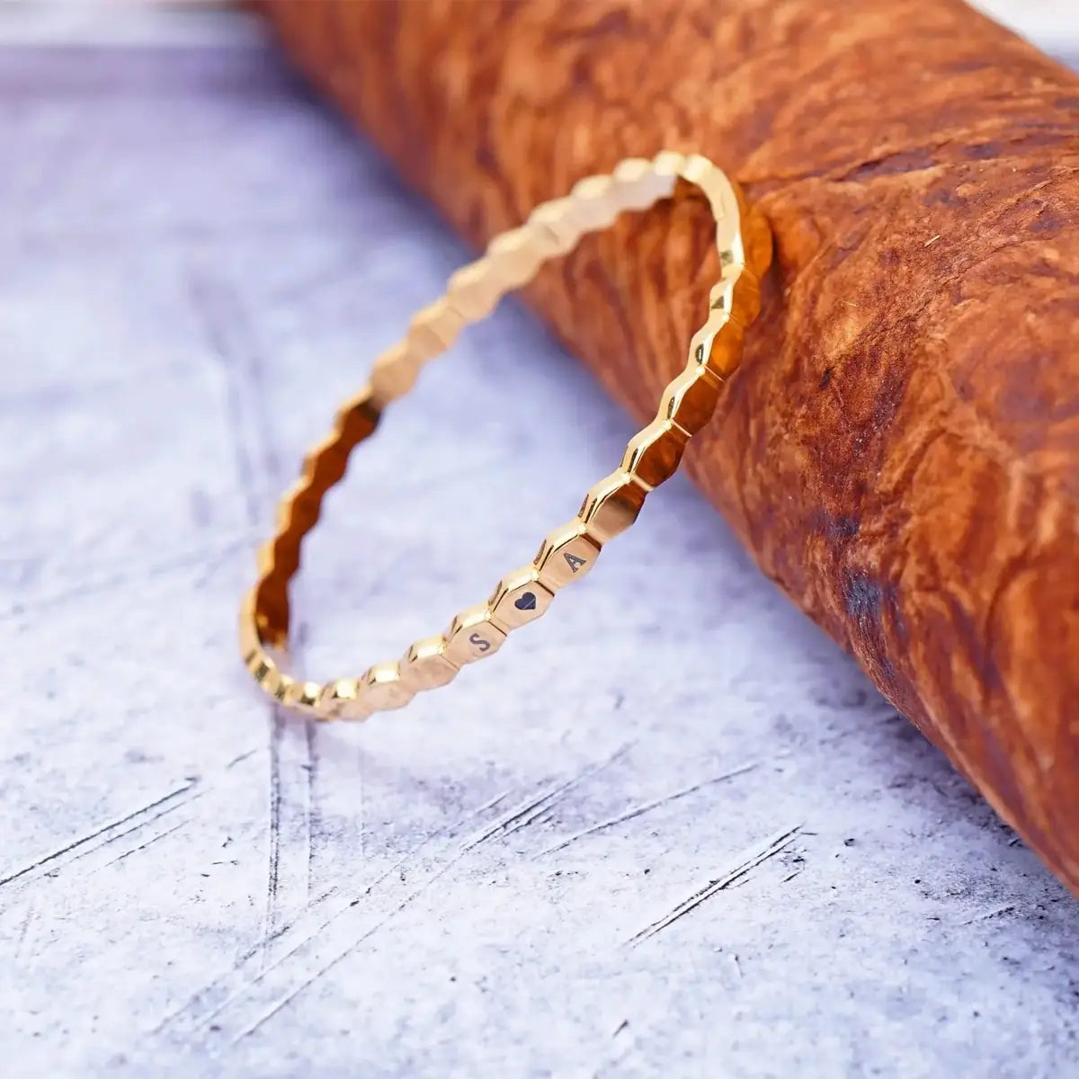 Personalised Honeycomb Bracelet – Gold Plated by GOSARTE – product view 4