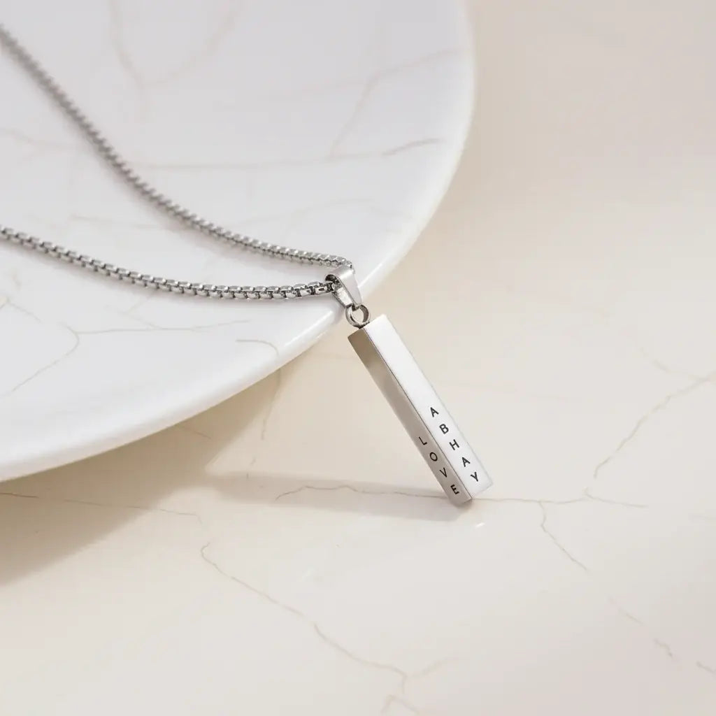 Personalised Cuboid Locket for Men – Silver
