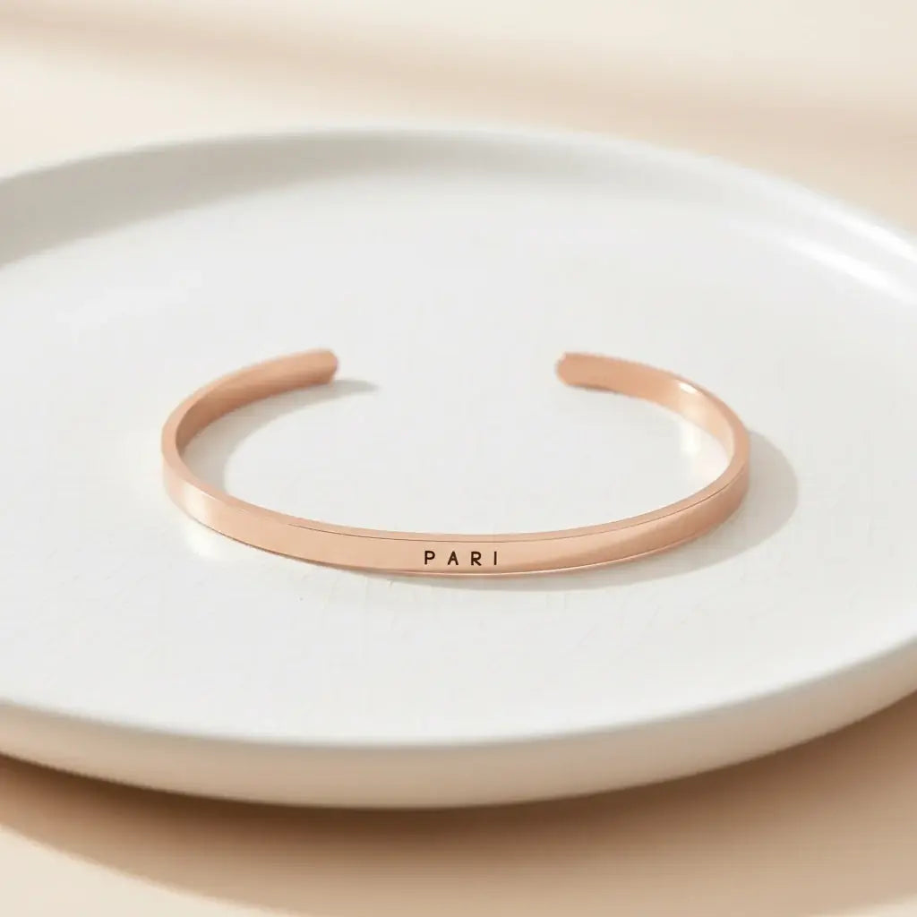 Personalised Classic Rose Gold Plated Bracelet for Women by GOSARTE – product view 3