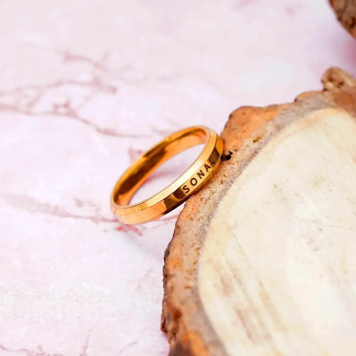 Custom Engraved Ring – Gold Plated by GOSARTE – product view 3