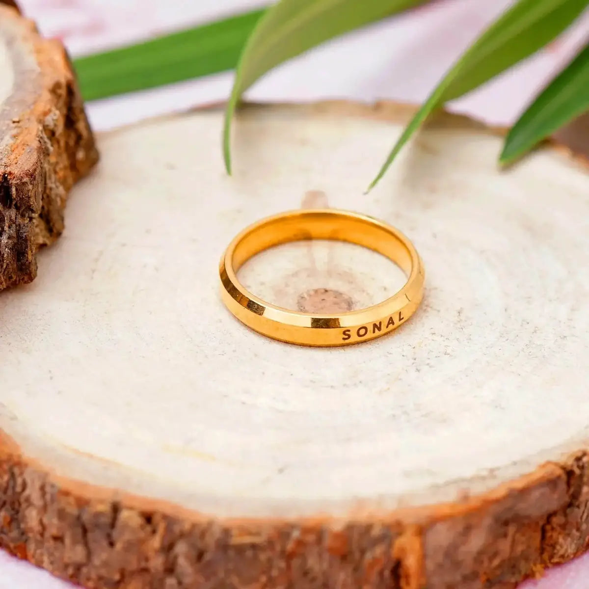 Custom Engraved Ring – Gold Plated by GOSARTE – product view 4