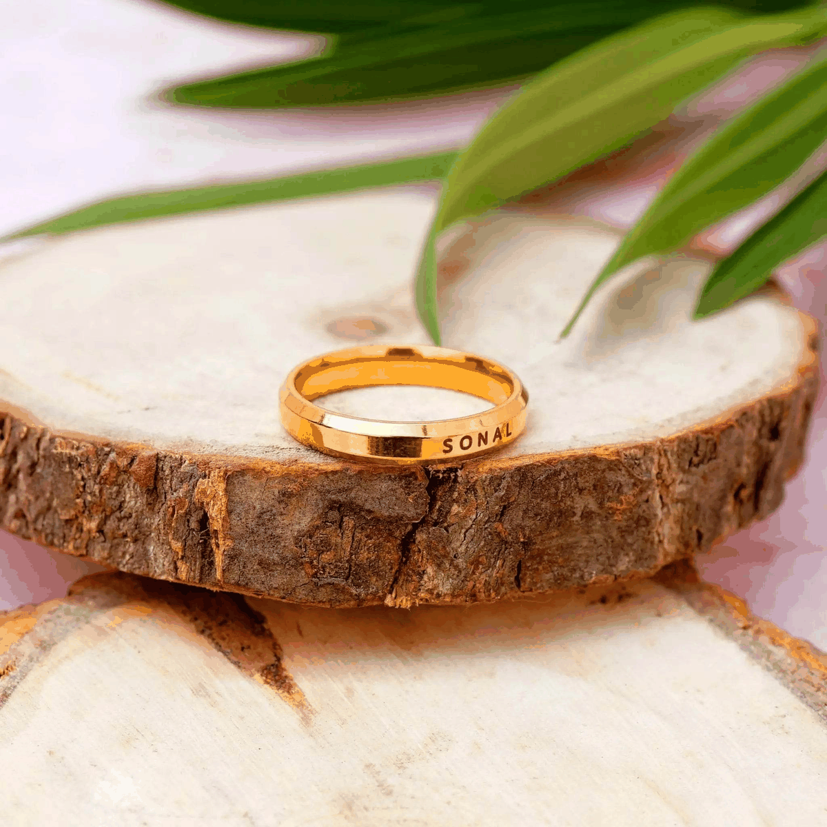 Custom Engraved Ring – Gold Plated by GOSARTE – product view 1