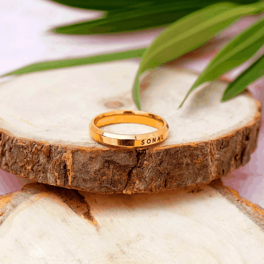 Custom Engraved Ring – Gold Plated by GOSARTE – product view 1