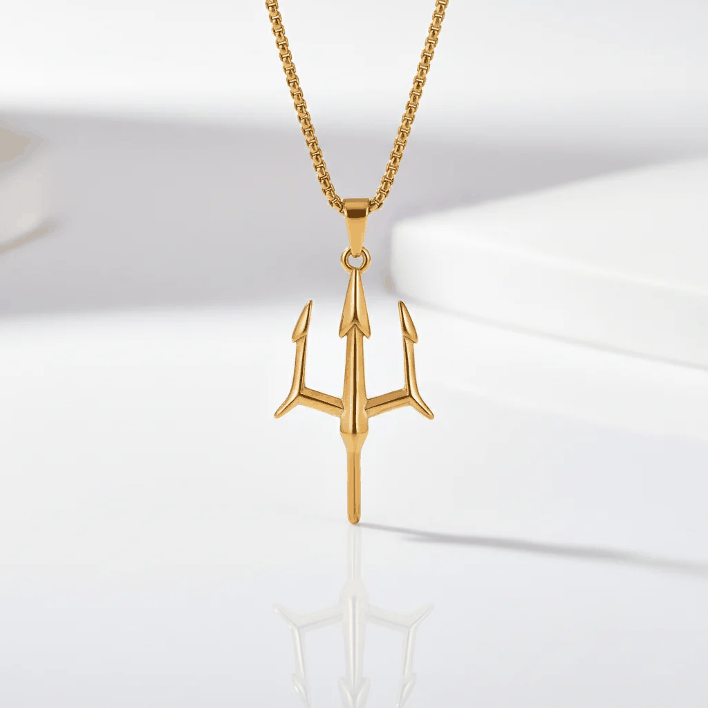 Trident Locket with Square Rolo Chain – 22K Gold Plated