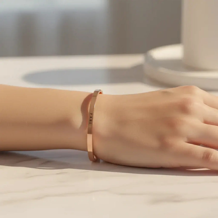 Personalised Classic Rose Gold Plated Bracelet for Women by GOSARTE – product view 2