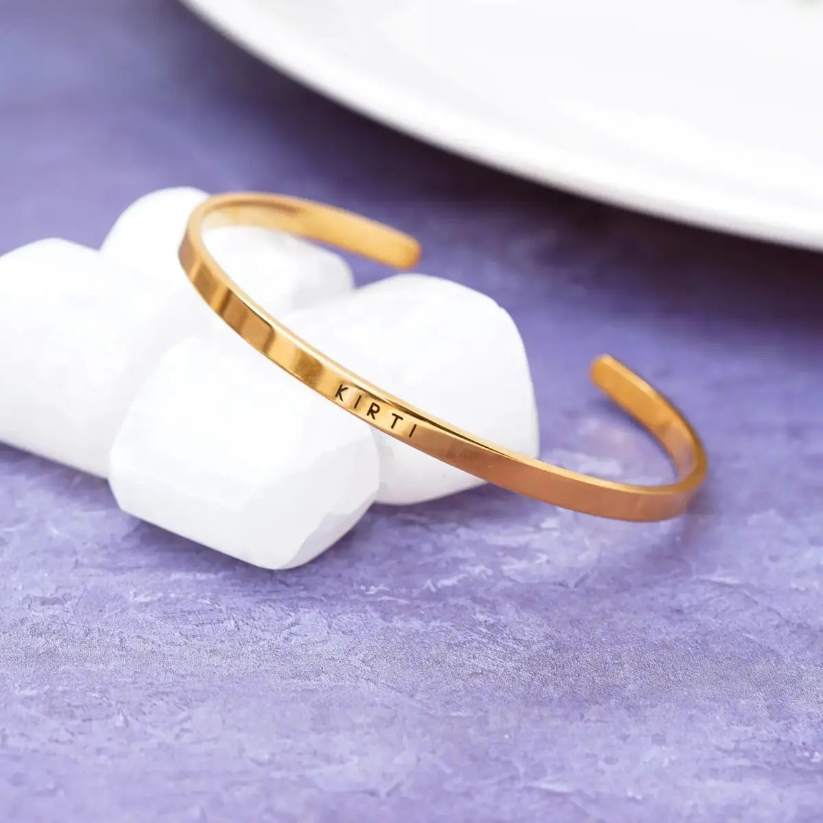 Personalised Classic Gold Plated Bracelet for Women by GOSARTE – product view 2